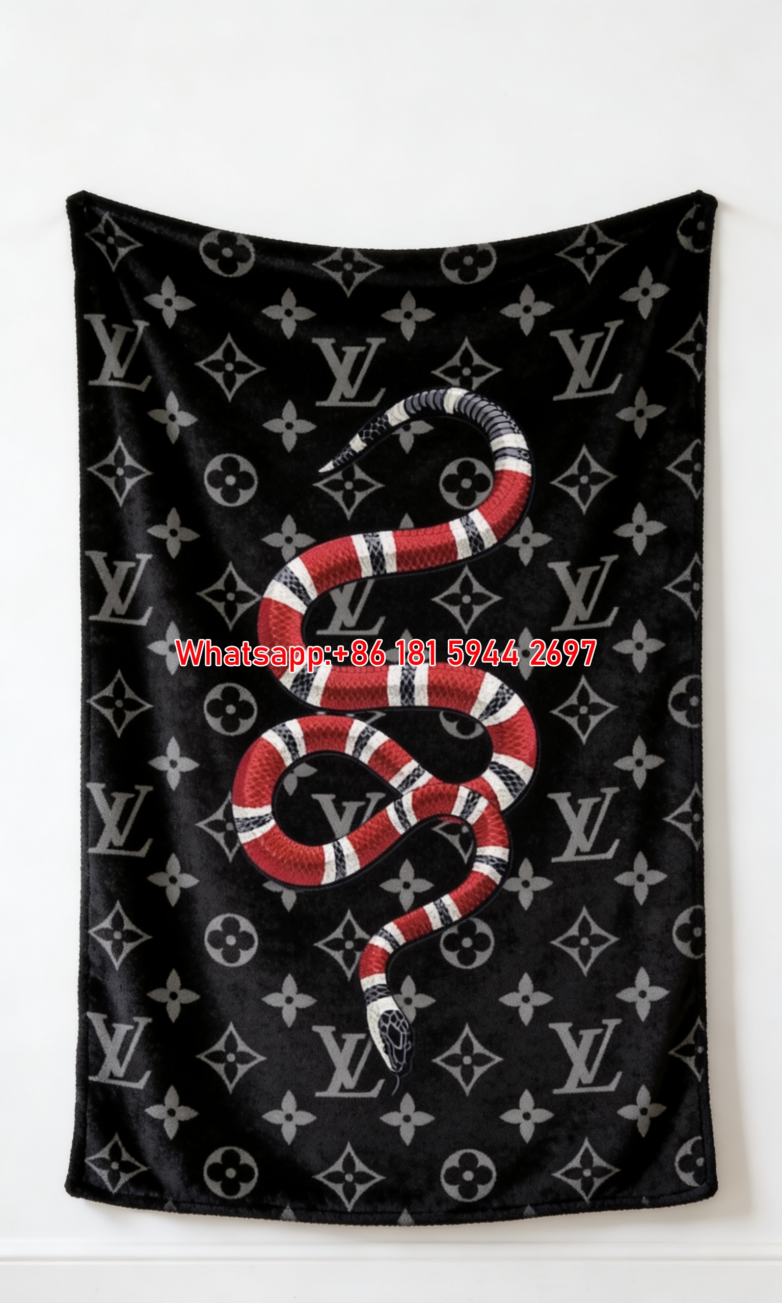 LV Red Snake Monogram Flannel Blanket 248